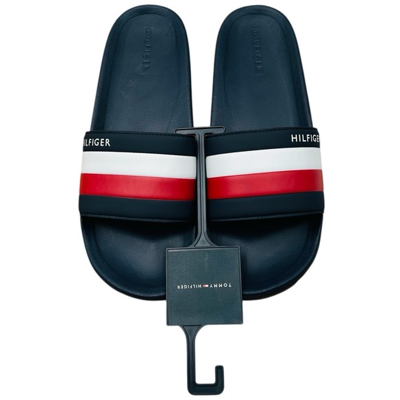Tommy Hilfiger Other - Tommy Hilfiger Men's Rozi Slide Sandals Size 10 Navy Blue/Multi Slip-On